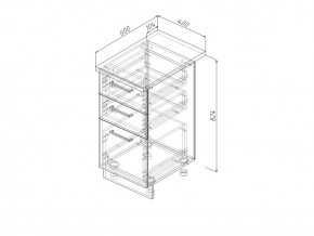 Н3Я 40 Модуль нижний Без Столешницы 3 ящика МН3Я 40 в Ишиме - ishim.magazin-mebel74.ru | фото