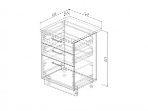 Н3Я 60 Модуль нижний Без Столешницы 3 ящика МН3Я 60 в Ишиме - ishim.magazin-mebel74.ru | фото